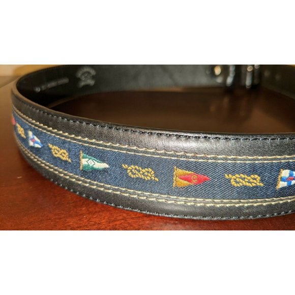 Black Paul Shark Belt Leather Fabric Size 85 Black Women Sailing Nautical Flags - Picture 6 of 10